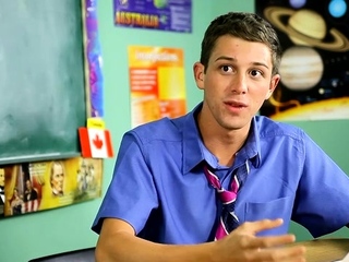 Horny homosexual stud rides his school ally until cumshots