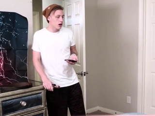 Horny teen guy just got a new roomate