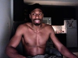 Hot gay hunk stroking huge black meat in solo fun