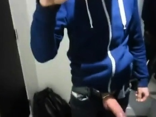 Jerking and cumming in dressing room