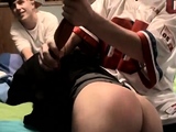 Men bare ass spanking gay Kelly Beats The Down Hard