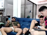 Amazing hot gay group sex scene in a warehouse