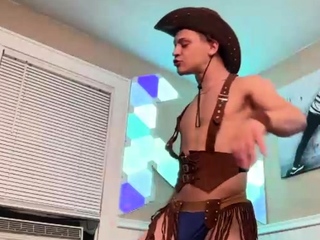 Horny gay hunk solo jerking fun