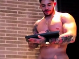 Horny gay hunk solo jerking fun