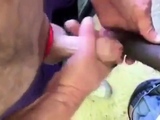 Grandpa sucks his cum off my dick!