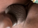 Amateur ebony licking a dick and gets her pussy masturbated