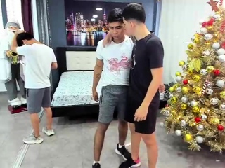 Amateur twinks having sex on tree logs