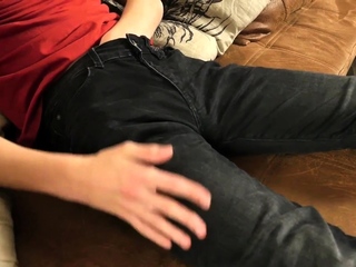 Uncut european jerking his dick