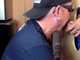 Mature DILF deepthroats gloryhole dong
