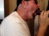 Gloryhole DILF sucking big black dong
