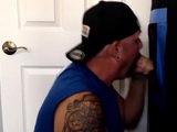 Gloryhole amateur DILF deepthroats cock