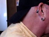 Cock starving gloryhole DILF sucks penis