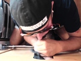 Gloryhole amateur DILF sucks for jizz