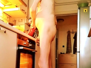 preparing spaghetti nude