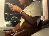 Hot gay hunk stroking huge black meat in solo fun