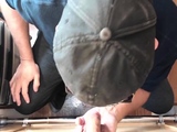 Jizz loving DILF sucks cock in gloryhole