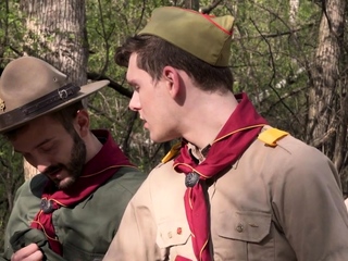 Outdoor wanking session with scout patrol leader