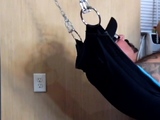 Amateur gaydaddy jerks cock in sling