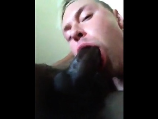 Amateur White Guy Sucks a Big Black Cock
