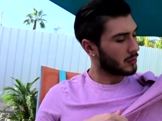 Bearded Jock Rubs His Hard Cock Under His Striped Undies